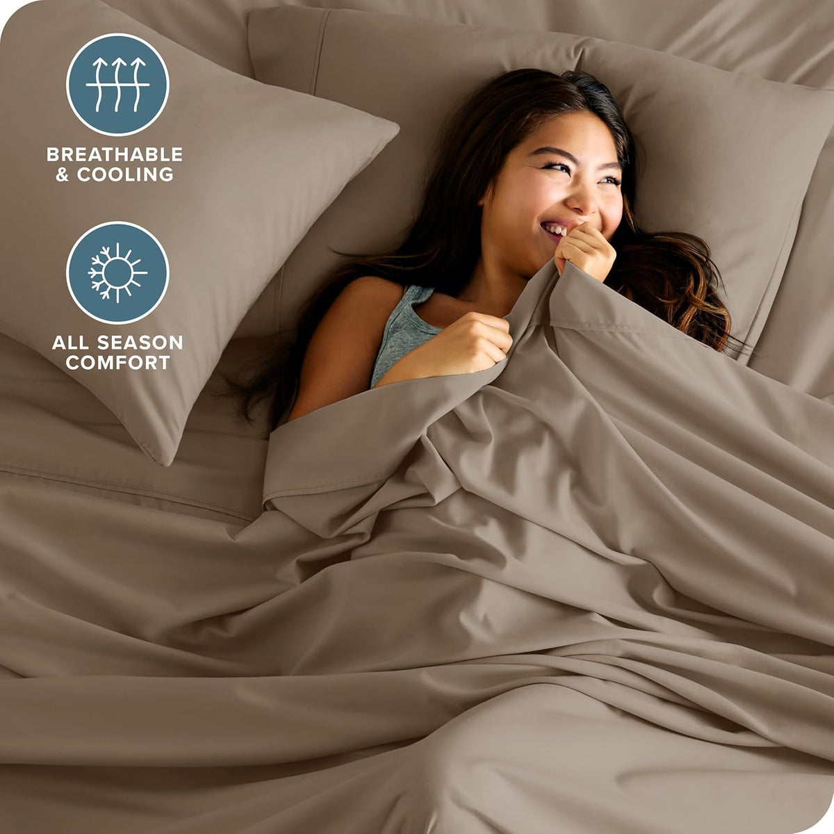 Bare Home Full XL Sheet Set - Luxury 1800 Ultra-Soft Microfiber Full Extra Long Bed Sheets - Double Brushed - Deep Pockets - Easy Fit - 4 Piece Set - Bedding Sheets & Pillowcases (Full XL, Pebble)