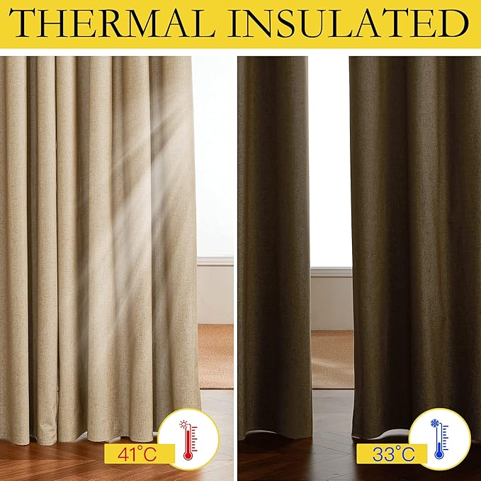 NICETOWN 100% Absolutely Blackout Linen Curtains