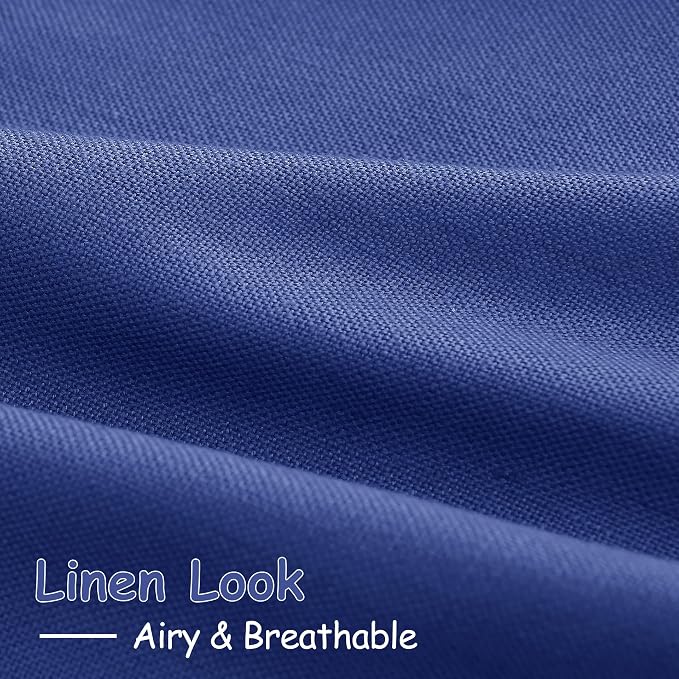 Extra Long Classic Blue Linen Curtains 120 Inch