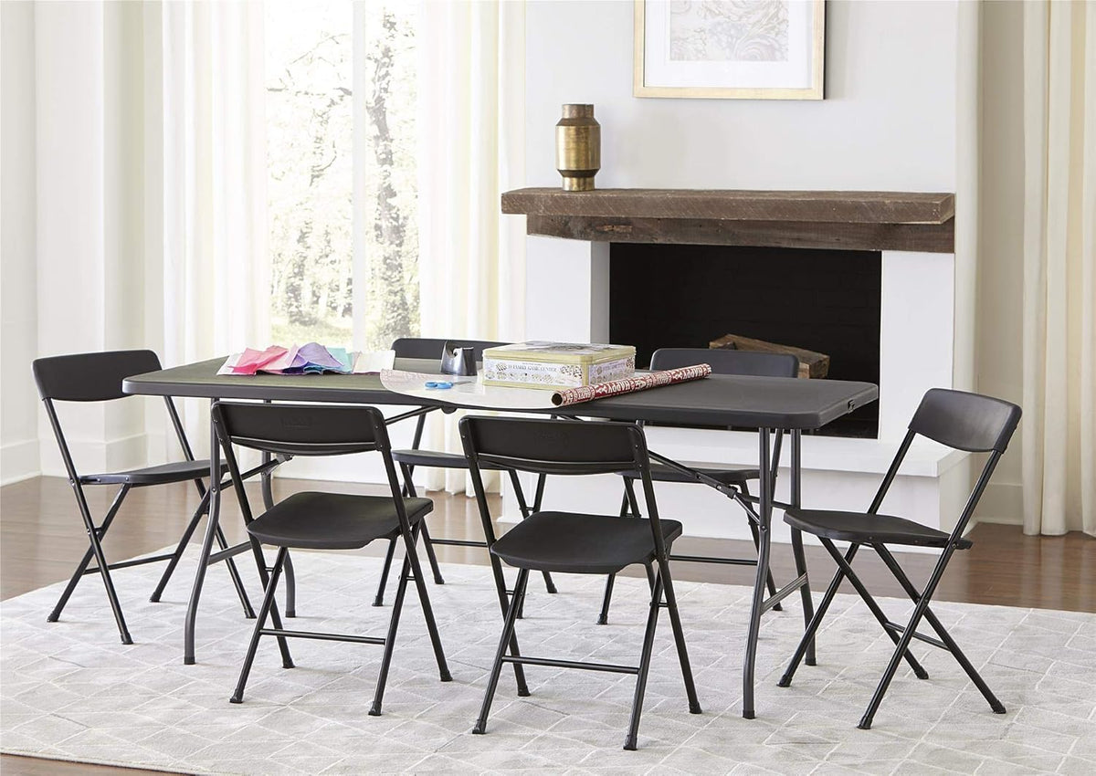 COSCO Molded Folding Banquet Table w/Handle, 6ft, Black