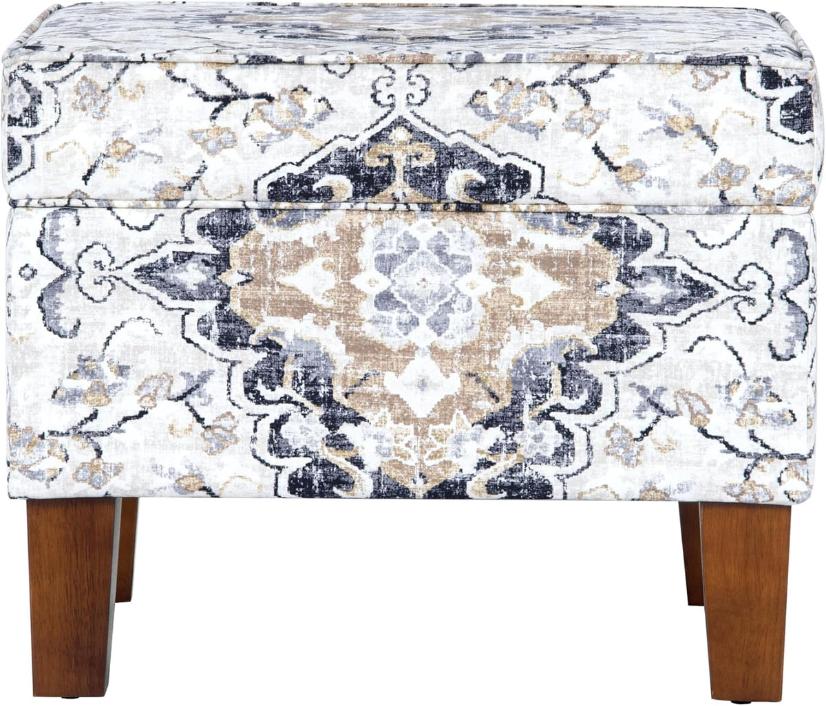 Home Decor | Dinah Collection Modern Storage Ottoman | Ottoman with Storage for Living Room & Bedroom(Antiqued Ebony Cream)