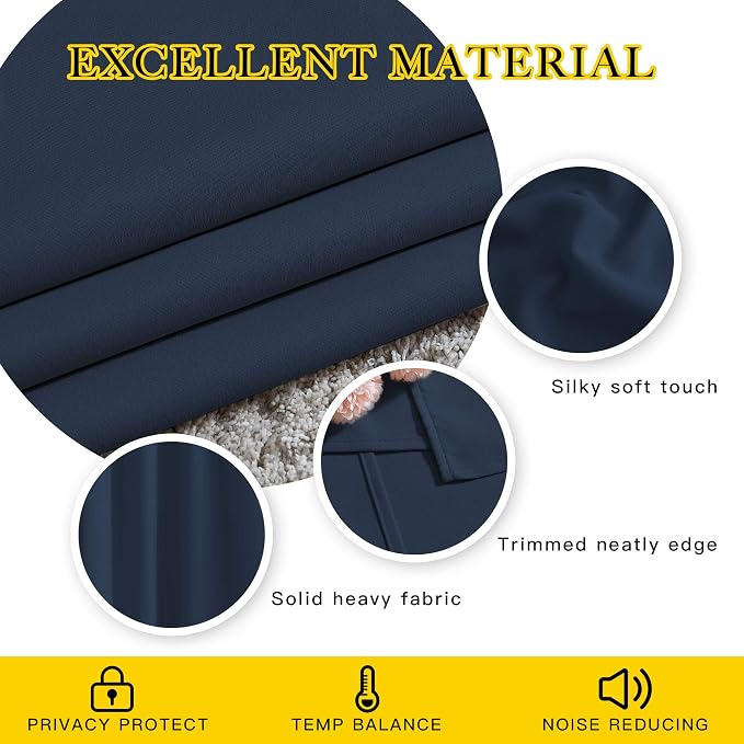 NICETOWN Navy Blue Blackout Window Curtains