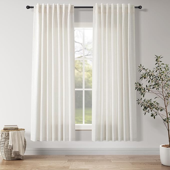 Nanspring Natural Linen Curtains 72 Inches Long