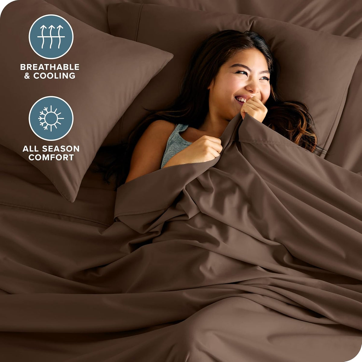 Bare Home King Sheet Set - Luxury 1800 Ultra-Soft Microfiber King Bed Sheets - Double Brushed - Deep Pockets - Easy Fit - 4 Piece Set - Bedding Sheets & Pillowcases (King, Cocoa)