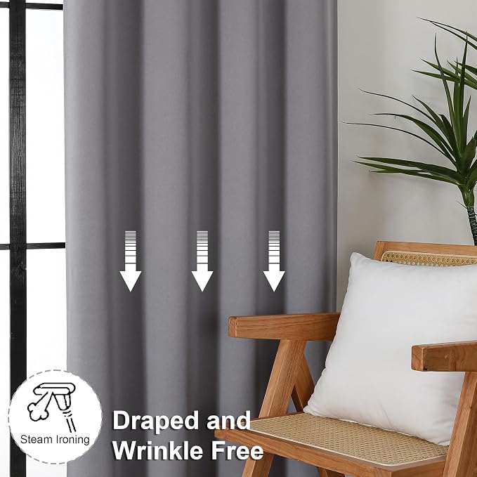 Simplebrand Ava Light Grey Short Blackout Curtains