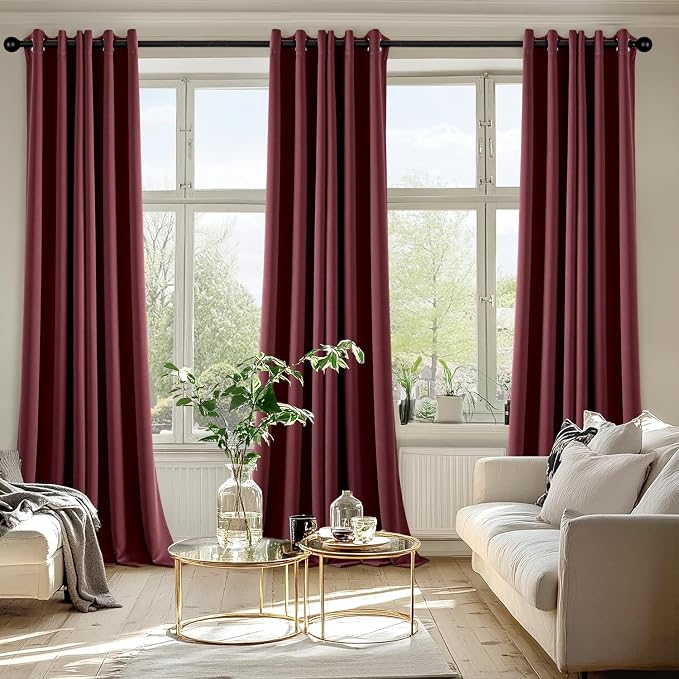 MIULEE Burgundy Red Blackout Curtains