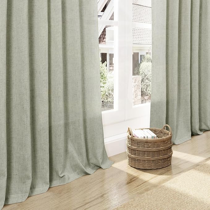 Green Linen Curtains 102 Inches Long