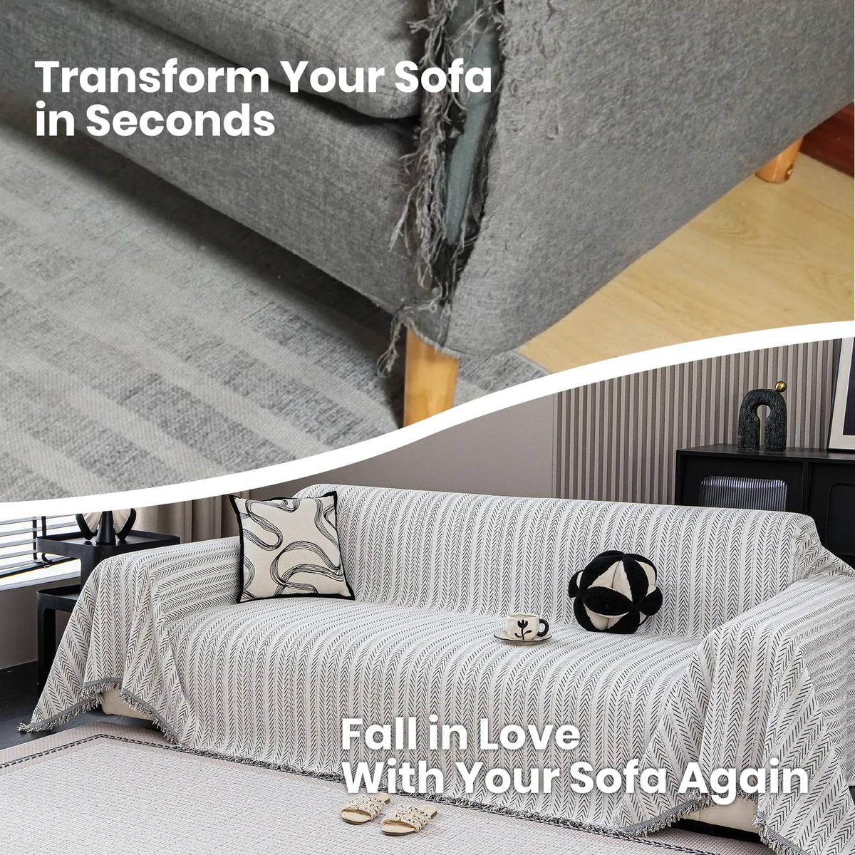 Nobildonna Sofa Cover Washable Soft Thicken Chenille Couch Cover with Tassel,Waterproof Sofa Slipcover for 3-4 Cushion Couch,Sectional Sofa,L-Shaped Furniture Protector Pet-Friendly,Beige 91"x150"