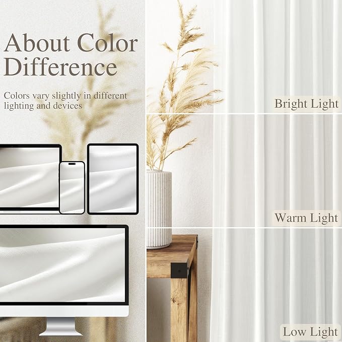 Linen Off White Curtains 120 inch Extra Long