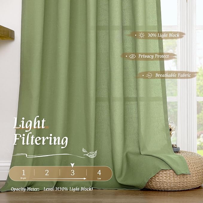 LAMIT Sage Green Linen Curtains
