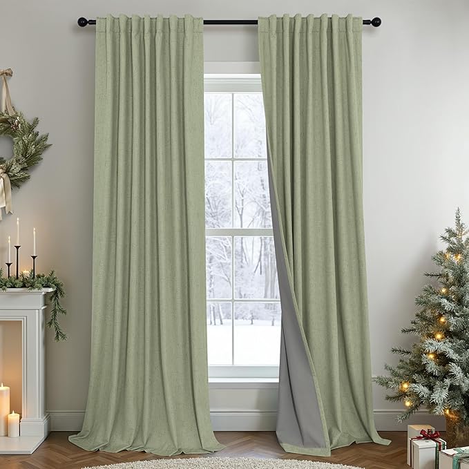 Light Sage Green Black Out Curtains 96 Inch Long