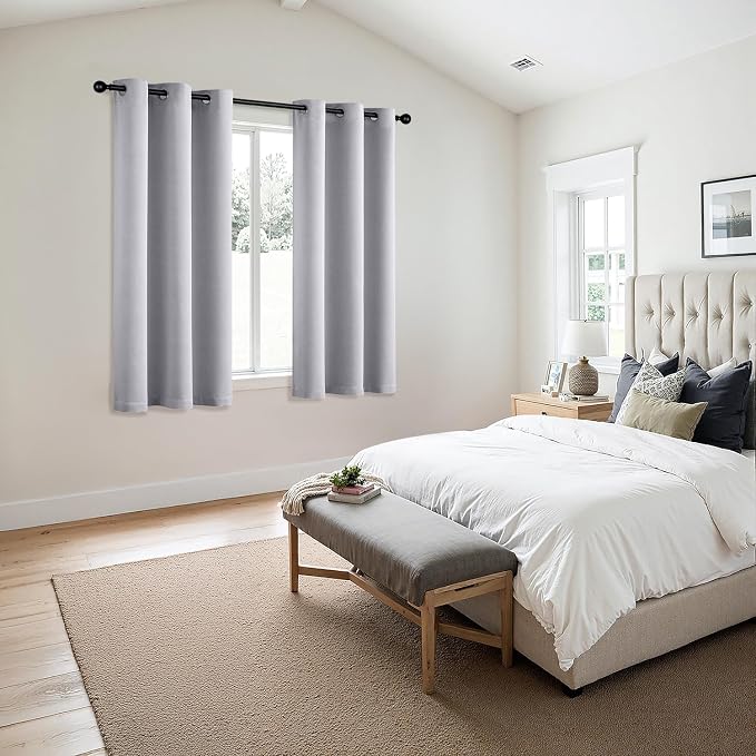 MIULEE Greyish White Blackout Curtains