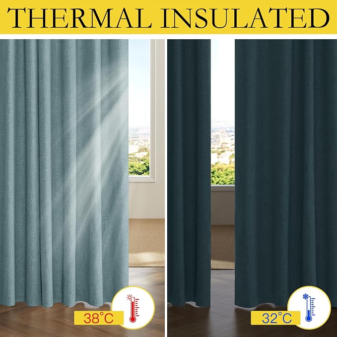 NICETOWN 100% Absolutely Blackout Linen Curtains