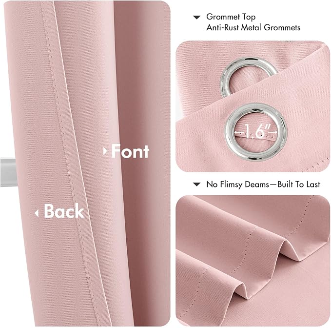 MIULEE Baby Pink Blackout Curtains