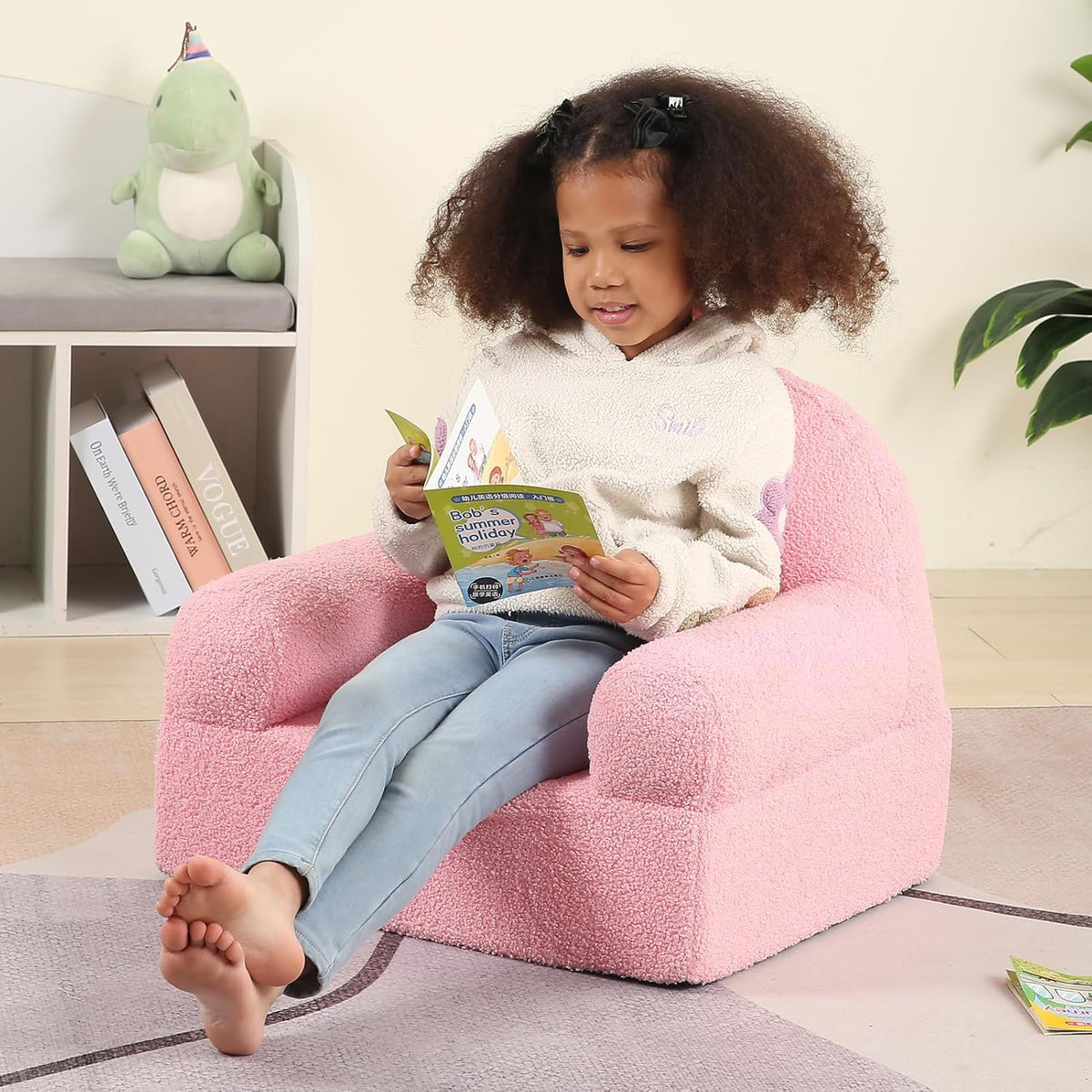 Comfy Toddler Chair, Kids Rainbow Couch for Boys and Girls, Pink Rainbow
