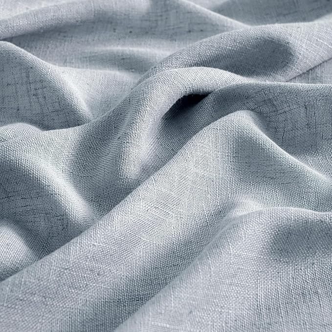 MIULEE Chambray Blue Linen Curtains 96 Inches Long 2 Panels