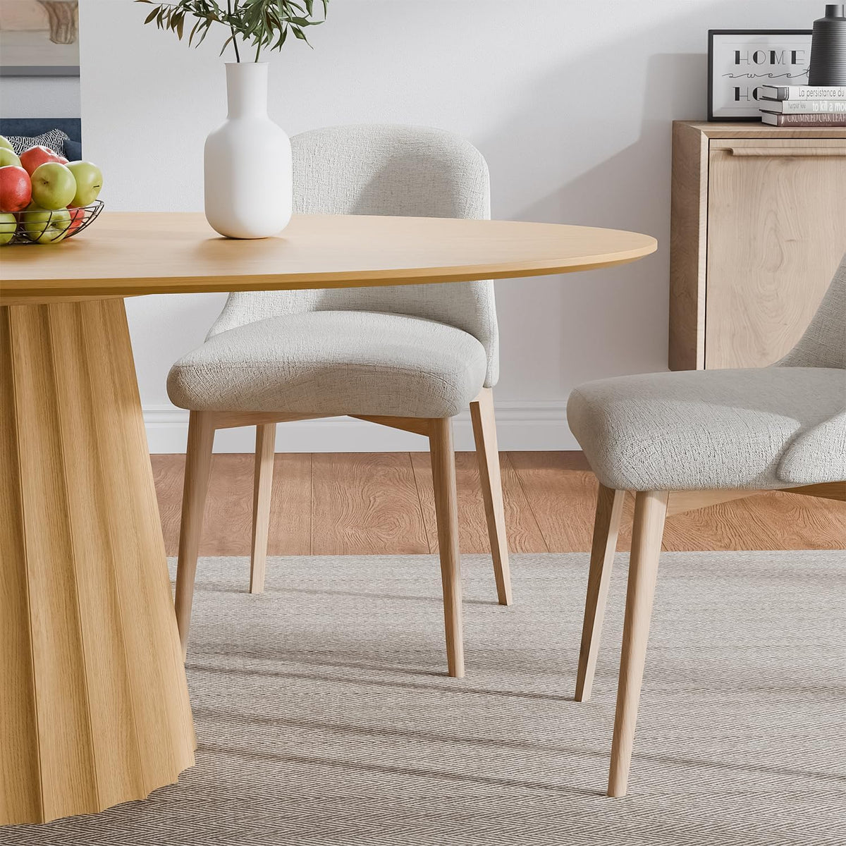 Casaphoria 67" Oval Dining Table, Modern Wood Kitchen Table with Cone Shaped Strip Convex Base for Living Room & Dining Room, Easy Assembly Farmhouse Furniture for 4-6, Oak