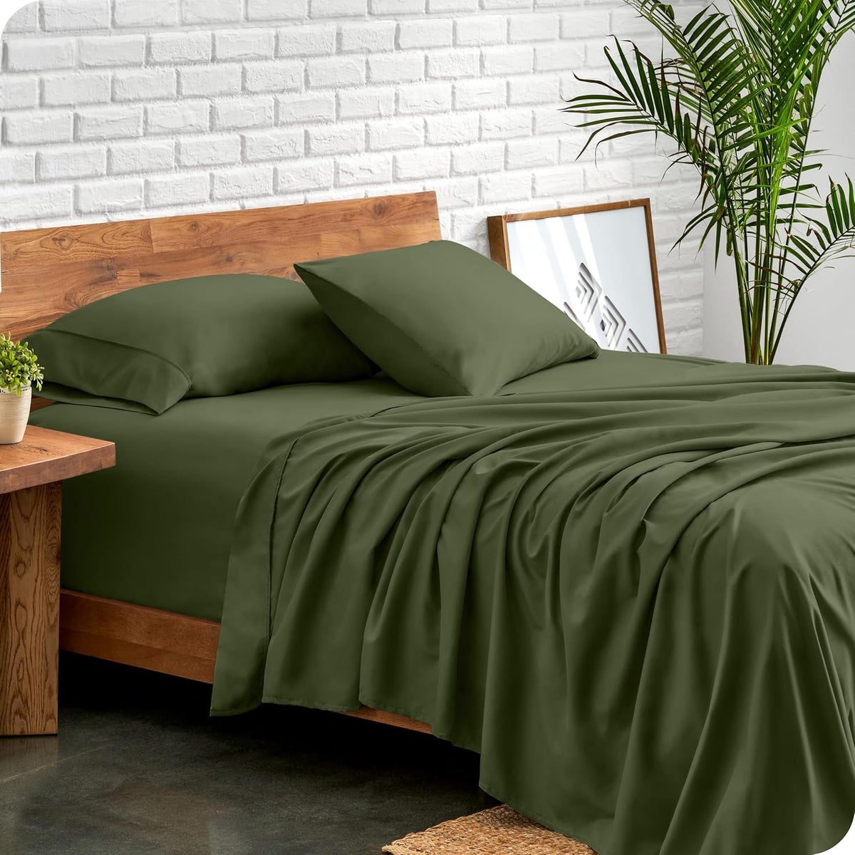Bare Home Full XL Sheet Set - Luxury 1800 Ultra-Soft Microfiber Full Extra Long Bed Sheets - Double Brushed - Deep Pockets - Easy Fit - 4 Piece Set - Bedding Sheets & Pillowcases (Full XL, Cypress)