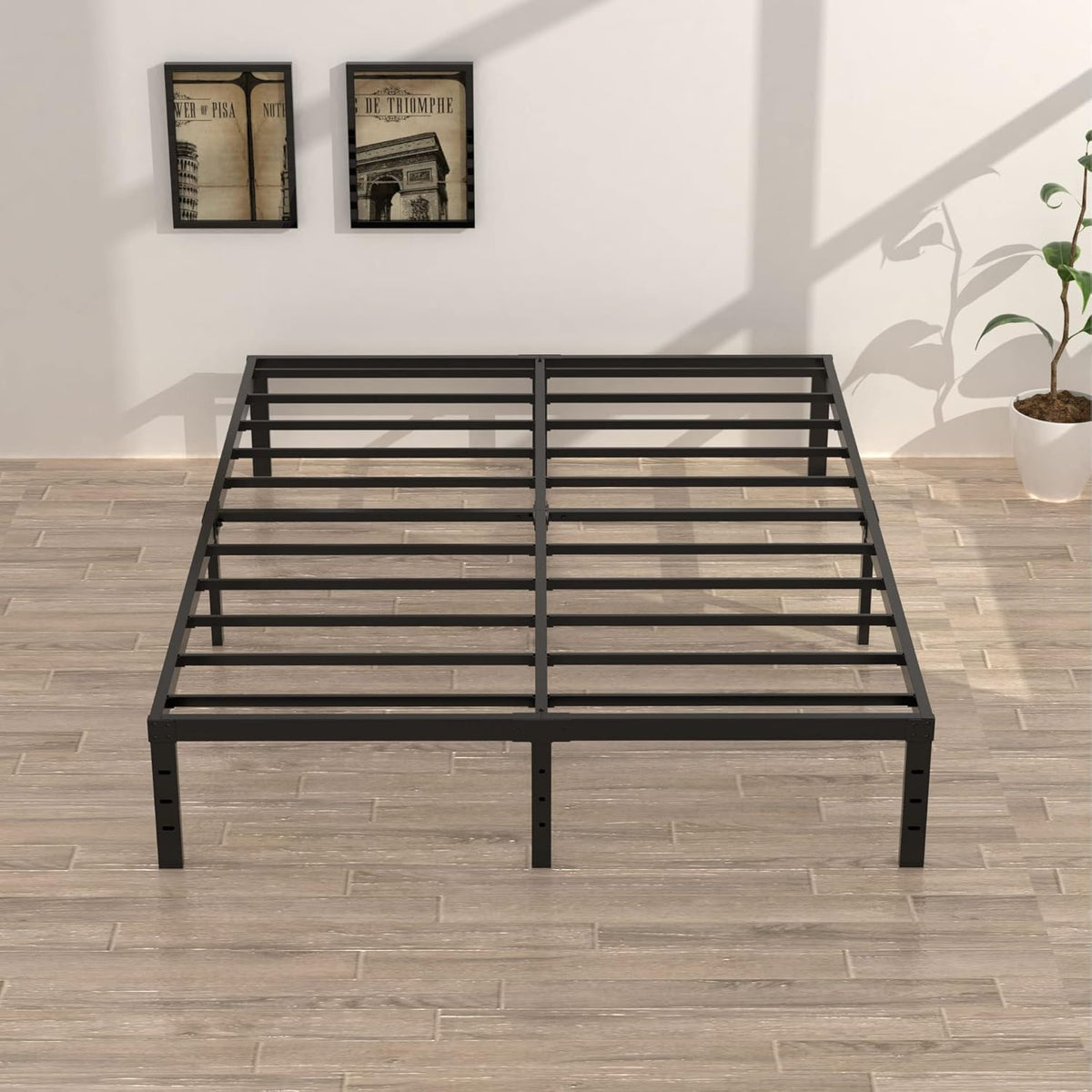 16 Inch California King Bed Frames No Box Spring Need, Platform Cal King Bed Frame with 14 Inch Storage, 3500 lbs Heavy Duty Metal Slats Support, Easy Assembly Mattress Foundation