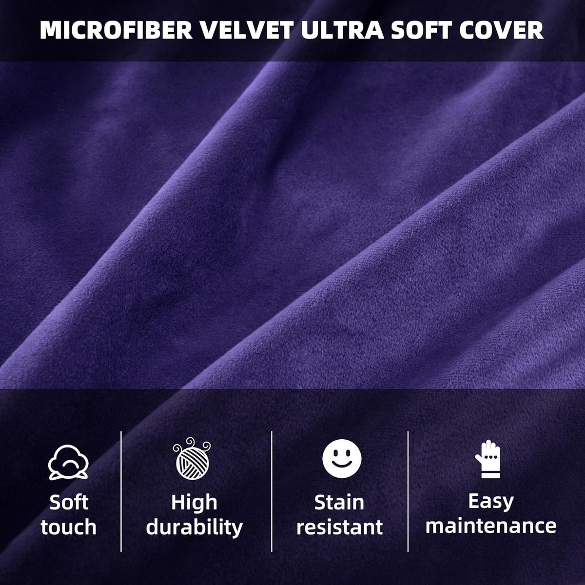 HABUTWAY Bean Bag Chair 3Ft Luxurious Velvet Ultra Soft Fur with High Rebound Memory Foam Bean Bag Chairs for Adults Plush Lazy Sofa with Fluffy Removable Sponge 3' (Purple)