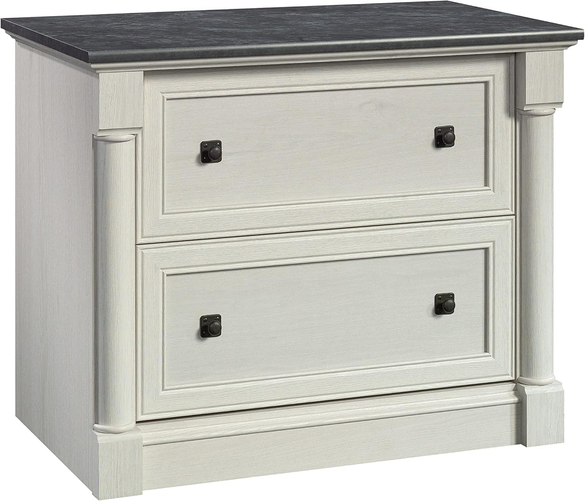 Sauder Palladia 2 Drawer File Cabinet, Lateral Filing Cabinets for Home Office, Hanging File Folders Organizer, Interlocking Drawers, in Glacier Oak Finish