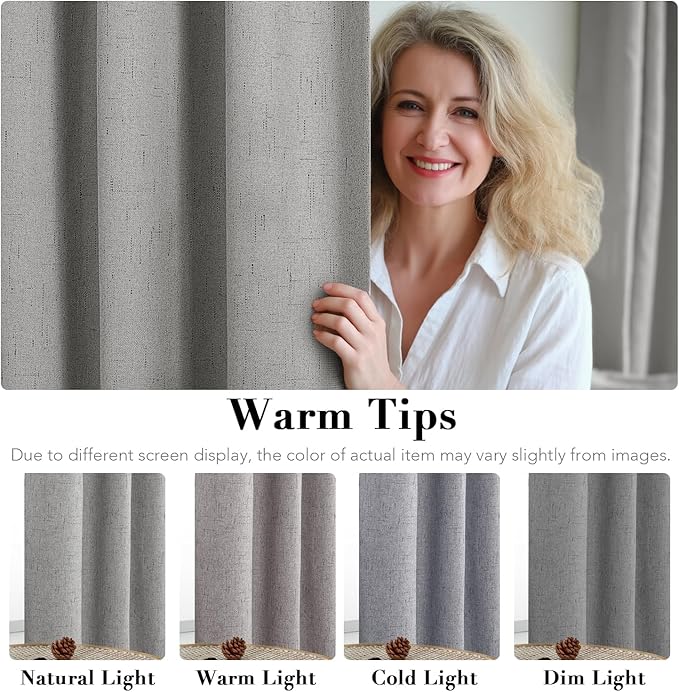 H.VERSAILTEX Primitive Linen Curtains 100% Blackout Curtain Drapes Burlap