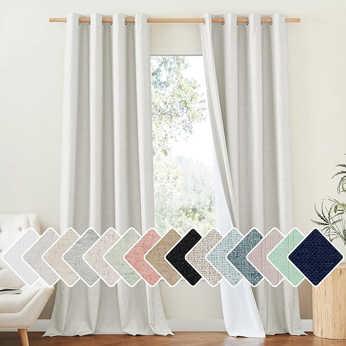 NICETOWN 100% Absolutely Blackout Linen Curtains