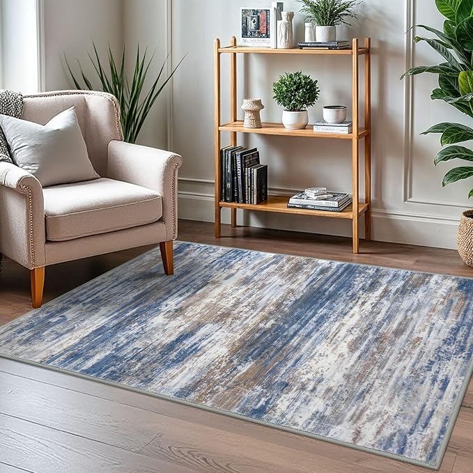KOZYFLY Modern Abstract 3x5 Large Entryway Rug Non-Slip Washable Area Rug