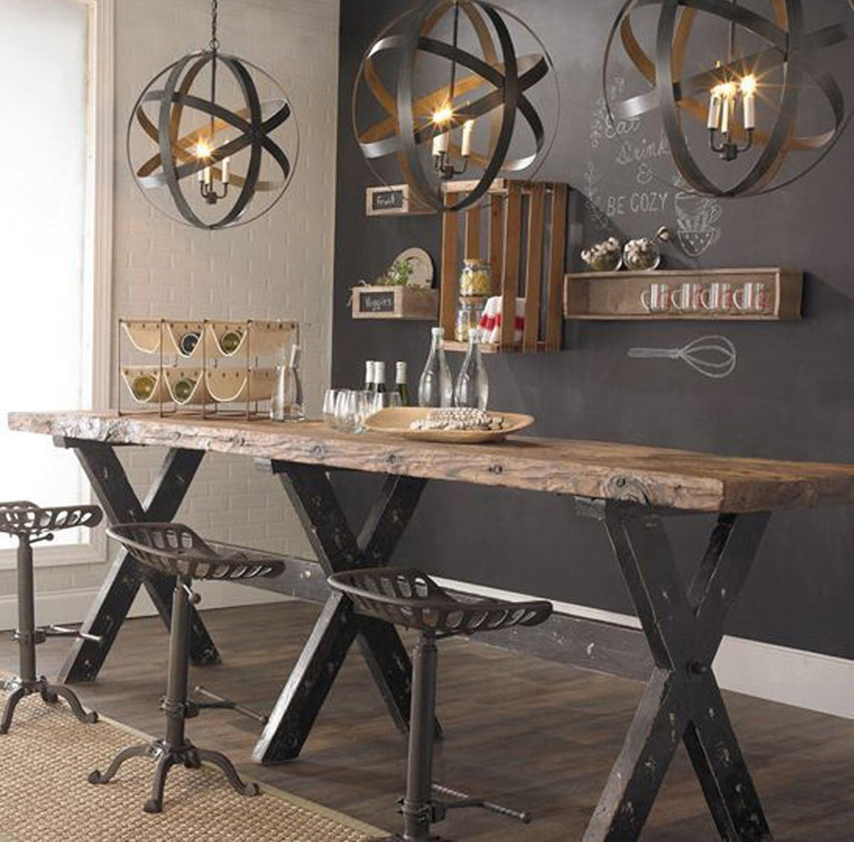 LOKKHAN Rustic Industrial Bar Stool - Cast Iron Tractor Seat - Adjustable Counter Height Swivel Breakfast Bar - Farmhouse Metal Stool - 19.7-26.8 Inch Seat Height
