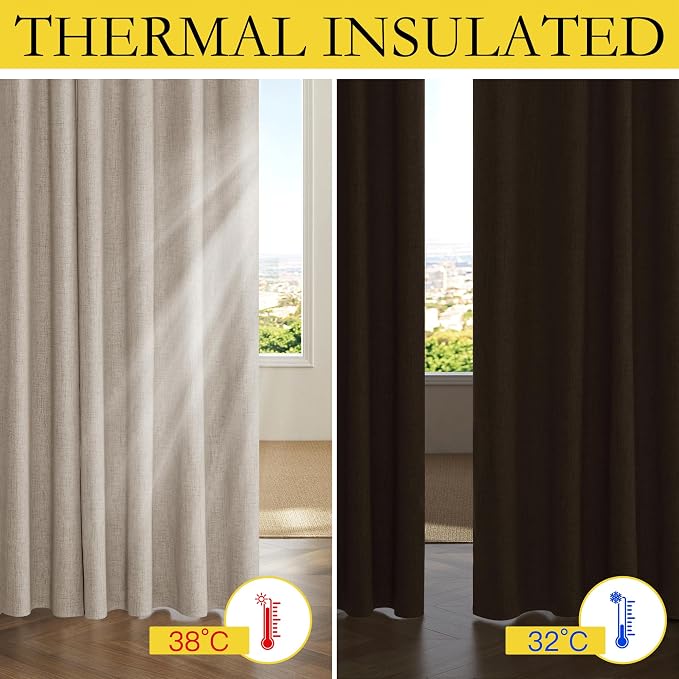 NICETOWN Farmhouse Style Keep Warm Large Window Draperies 108 inches Length