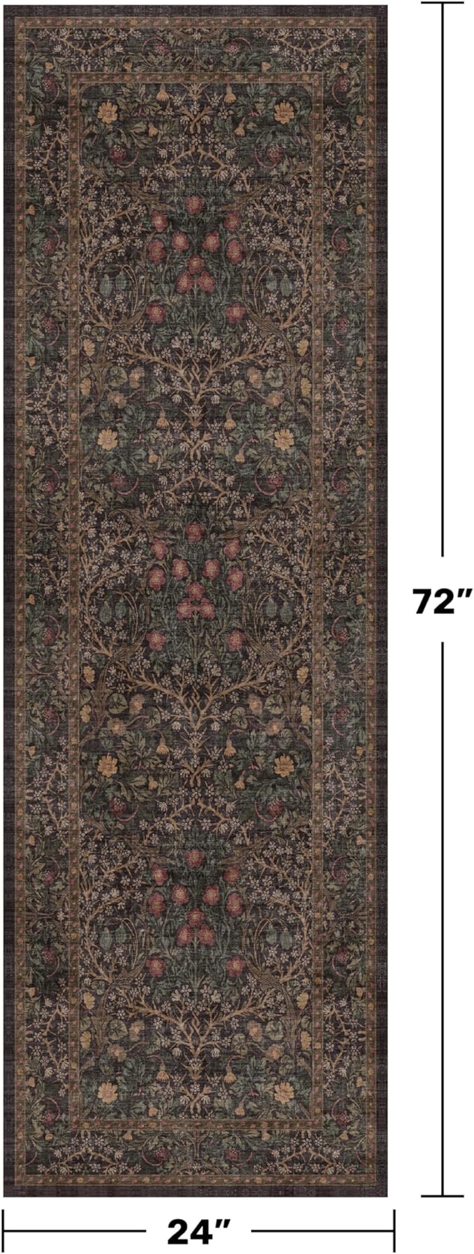 Dark Brown Washable 2x6 Runner Rugs