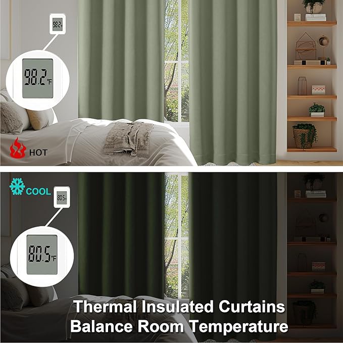 Simplebrand Ava Sage Green Blackout Curtains