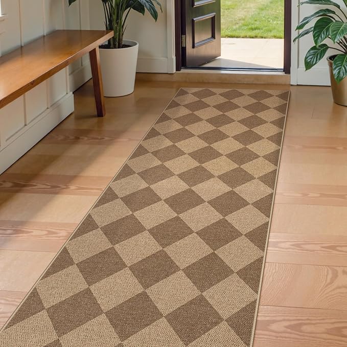 Lahome Checkered Easy Runner Rug, 2x8 Carpet Runners