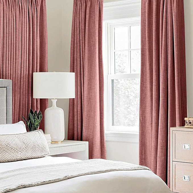MIULEE 100% Blackout Linen Textured Curtains