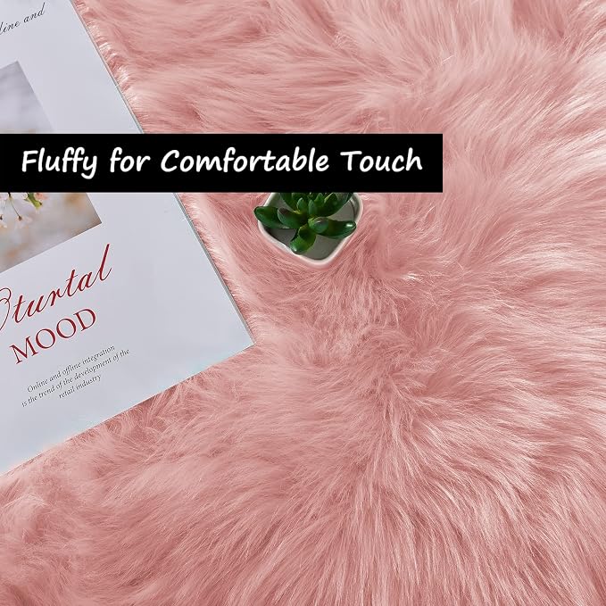 Goolela Pink Area Rug 8x10 Fluffy Fuzzy Furry Rug