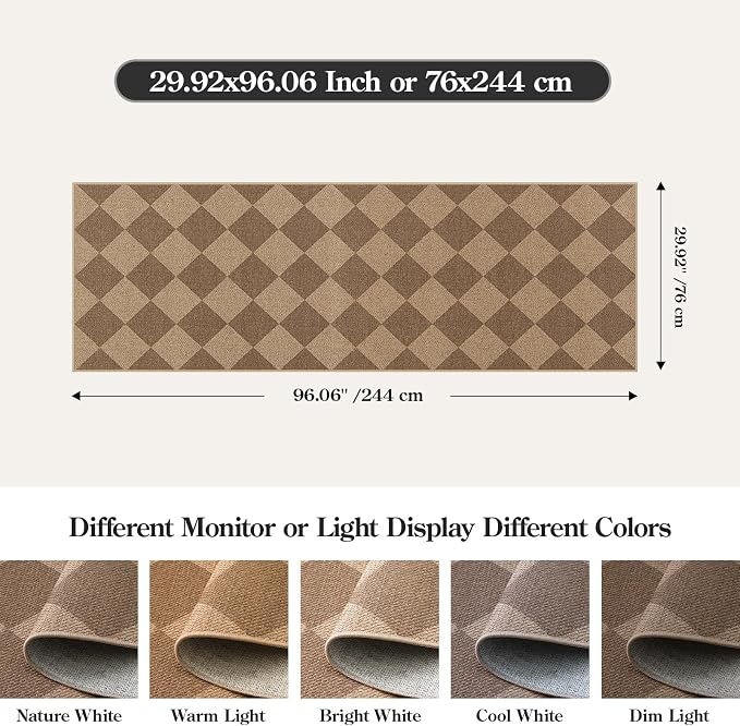 Lahome Checkered Easy Runner Rug, 2x8 Carpet Runners