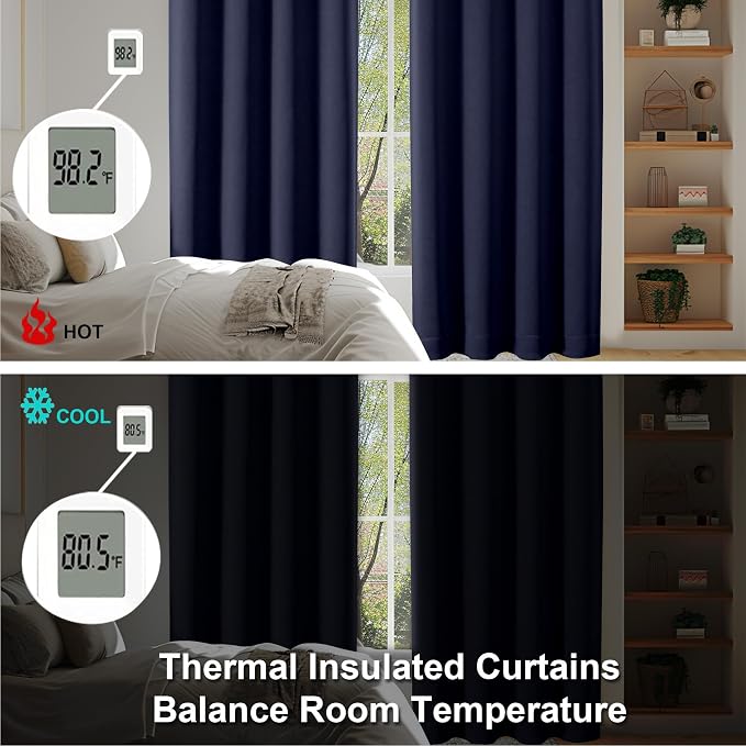 Simplebrand Ava Navy Blue Blackout Curtains