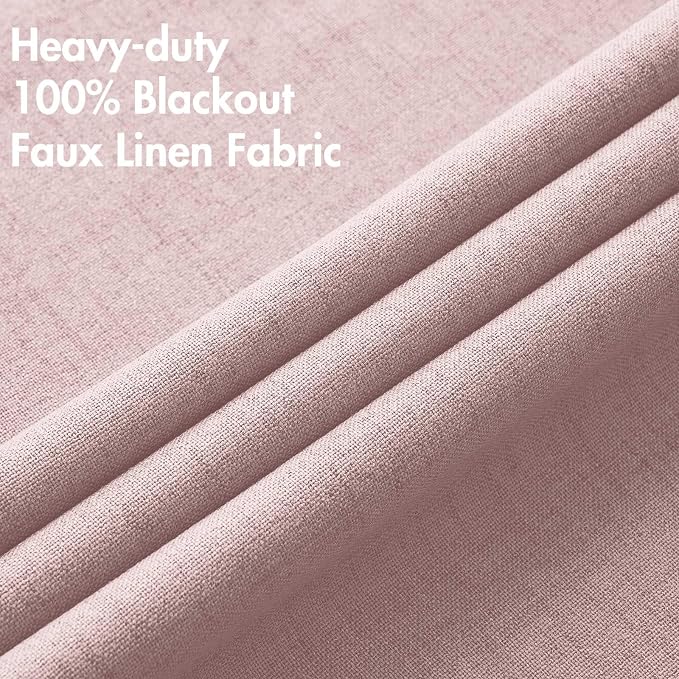 MIULEE Linen Texture Curtains for Bedroom Solid 100% Blackout Thermal Insulated