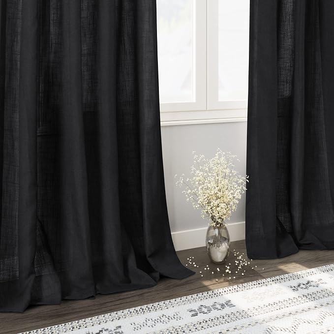 Nanspring Long Black Curtain 100 inches Long 2 Panels Set