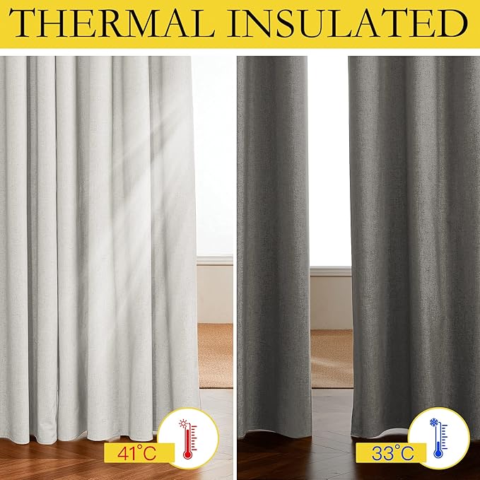 NICETOWN 100% Absolutely Blackout Linen Curtains