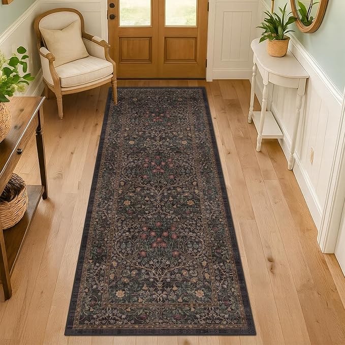Dark Brown Washable 2x6 Runner Rugs