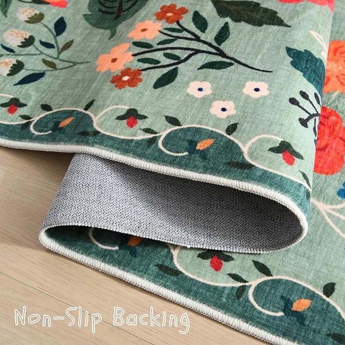 Rugcomf Living Room Rug 6x9 Rug Machine Washable Boho Area Rug Non Slip Floral