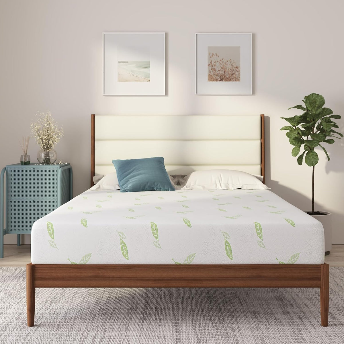NapQueen Twin Size Green Tea Infused Memory Foam Mattress, 12 Inch, CertiPUR-US Certified