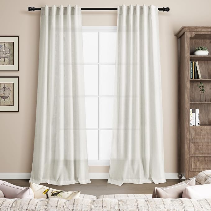 Cream Linen Curtains 84 inches Long