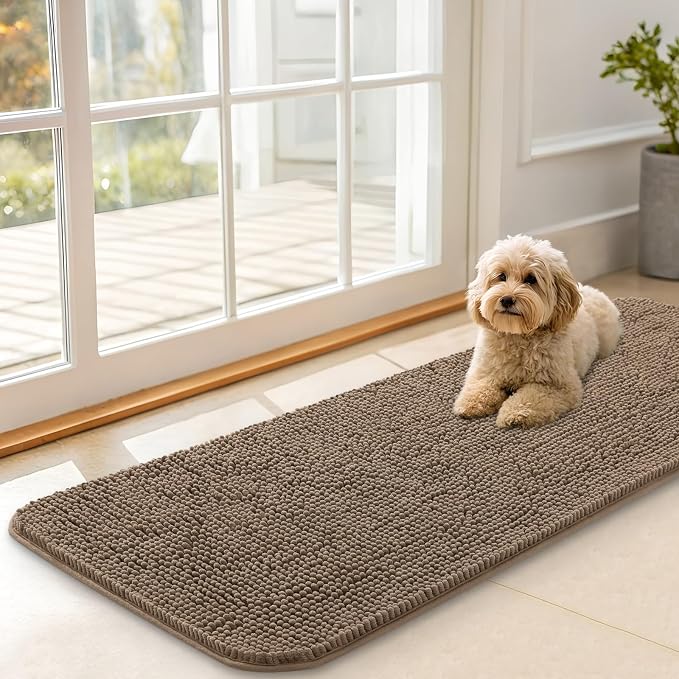 OLANLY Dog Door Mat for Muddy Paws 47x17, Absorbs Moisture and Dirt, Absorbent
