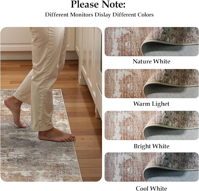 4x10 Washable Kitchen Runner Rug: Modern Abstract Wide Runners