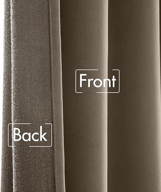 MIULEE Taupe Velvet Curtains 90 inches