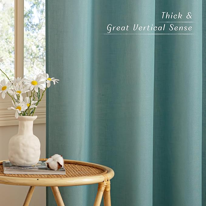 NICETOWN Greyish Blue Linen Curtains