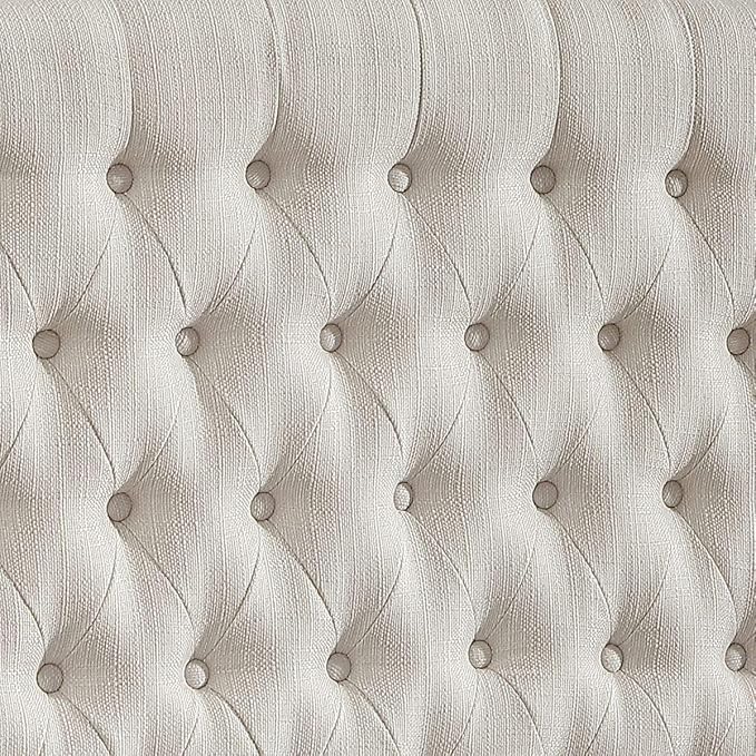24KF Upholstered Tufted Button Linen Fabric Headboard,Comfortable Fashional Headboard King/CA King Size,Ivory
