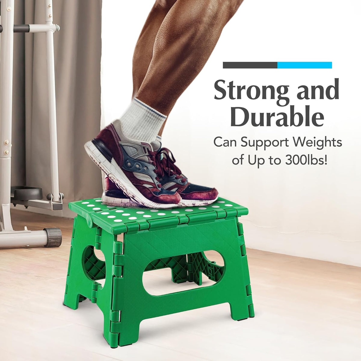Handy Laundry Folding Lightweight Step Stool - Sturdy Enough to Support Adults and Safe Enough for Kids - Opens Easy with One Flip - Great for Kitchen, Bathroom or Bedroom (Green)